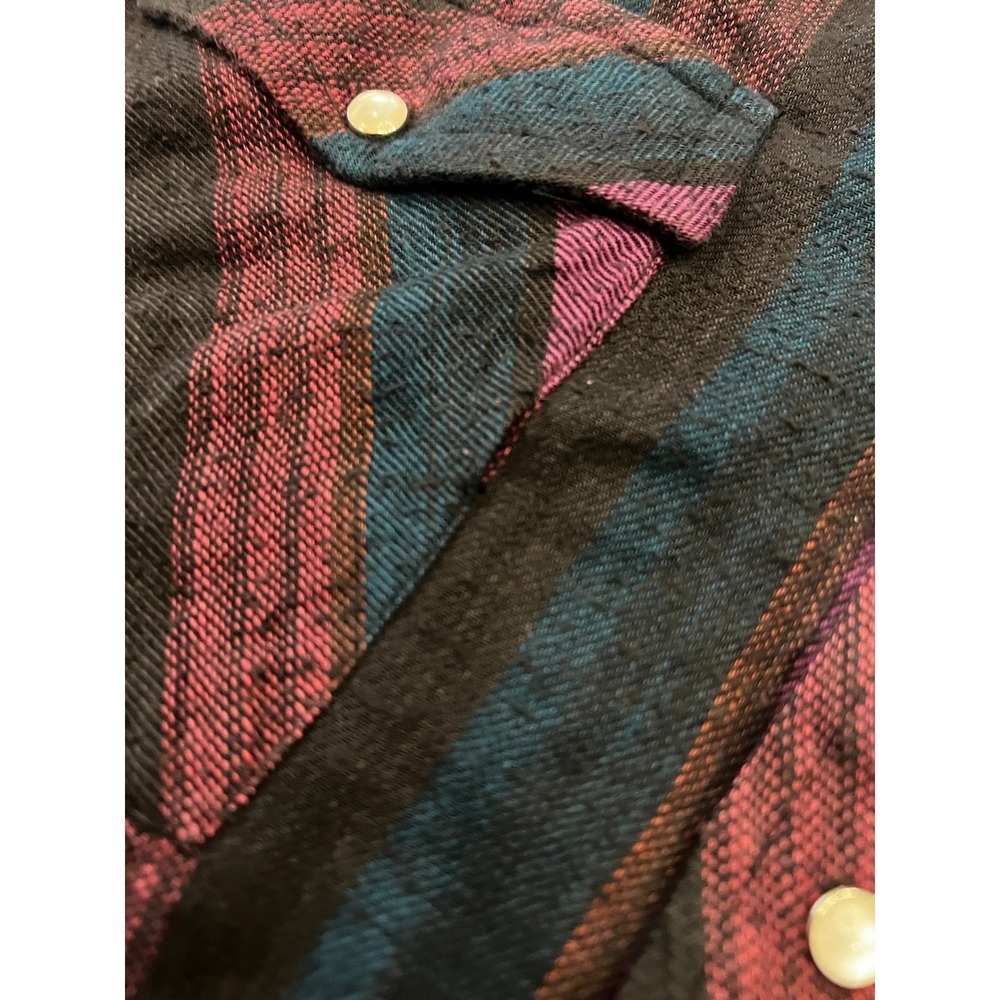 Wrangler Western Snap Shirt Womens Medium Purple Teal Striped Cotton 75093WM - Picture 8 of 8